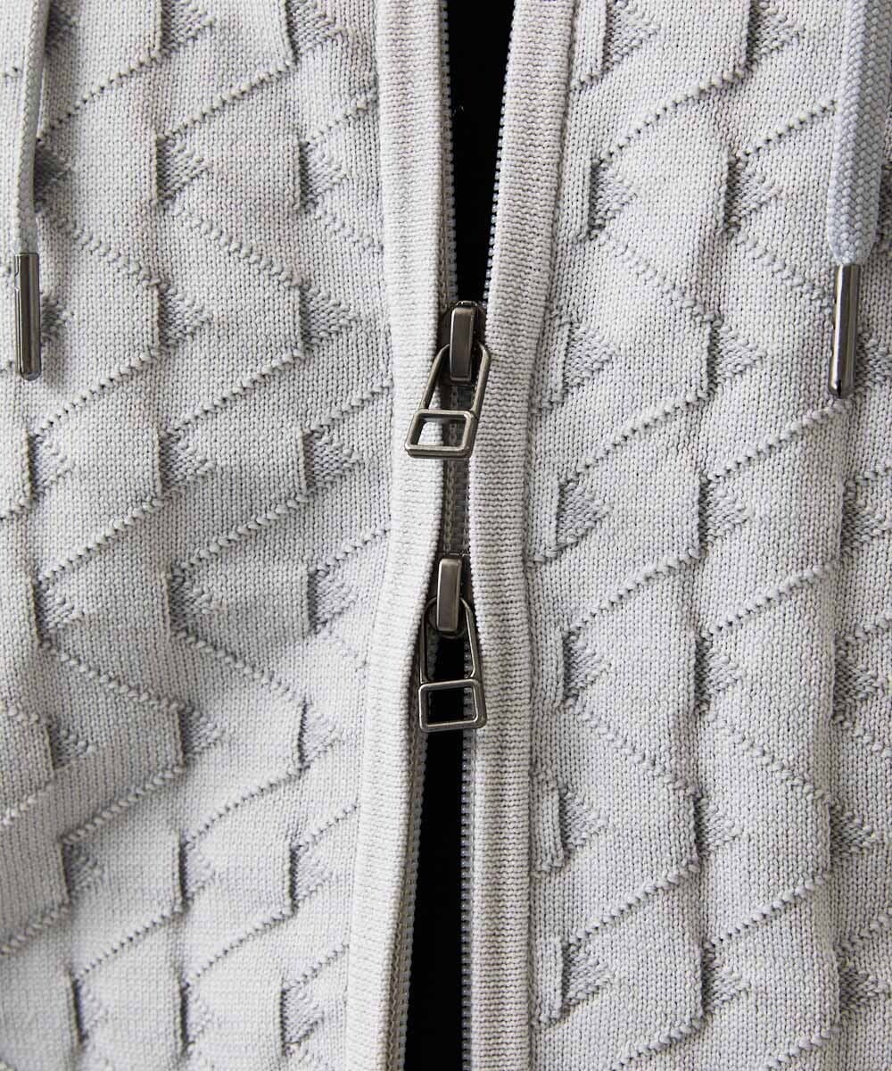 MNFDF52230 MICHEL KLEIN HOMME(ミッシェルクラン オム) 【セットアップ】ニットジップアップパーカー ライトグレー