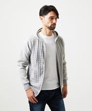 MNFDF52230 MICHEL KLEIN HOMME(ミッシェルクラン オム) 【セットアップ】ニットジップアップパーカー ライトグレー