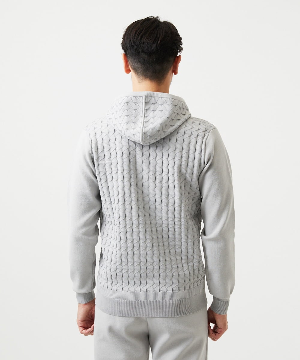 MNFDF52230 MICHEL KLEIN HOMME(ミッシェルクラン オム) 【セットアップ】ニットジップアップパーカー ライトグレー