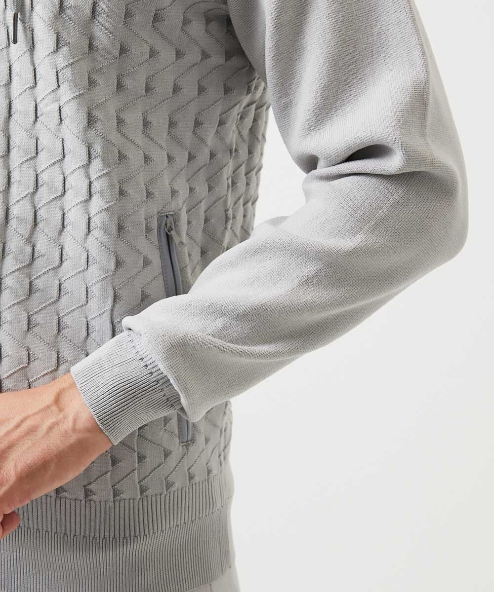 MNFDF52230 MICHEL KLEIN HOMME(ミッシェルクラン オム) 【セットアップ】ニットジップアップパーカー ライトグレー