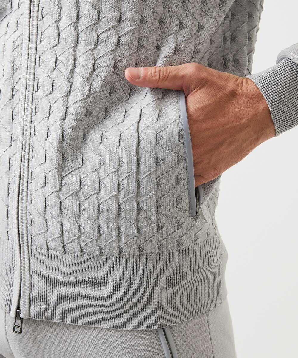 MNFDF52230 MICHEL KLEIN HOMME(ミッシェルクラン オム) 【セットアップ】ニットジップアップパーカー ライトグレー