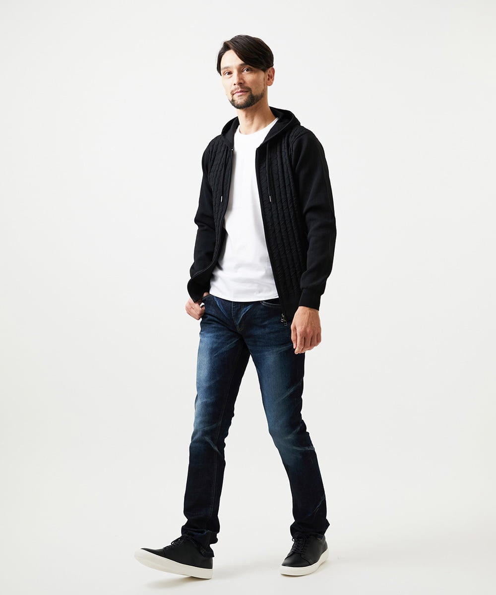 MNFDF52230 MICHEL KLEIN HOMME(ミッシェルクラン オム) 【セットアップ】ニットジップアップパーカー ブラック