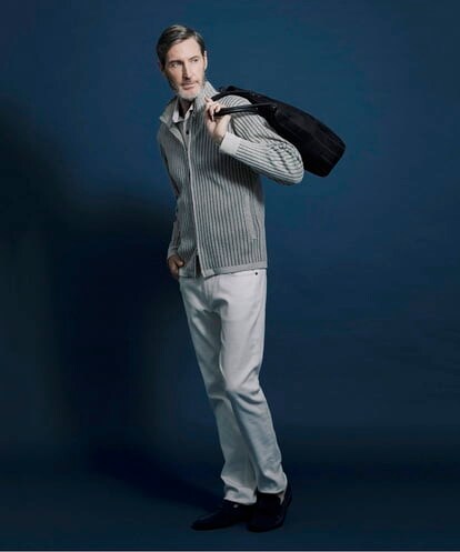 MNFDS10200 MICHEL KLEIN HOMME リブ編みZIPカーディガン