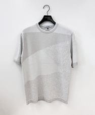 MNFGC56270 MICHEL KLEIN HOMME(ミッシェルクラン オム) ダイアゴナル柄クルーネック半袖ニット ライトグレー