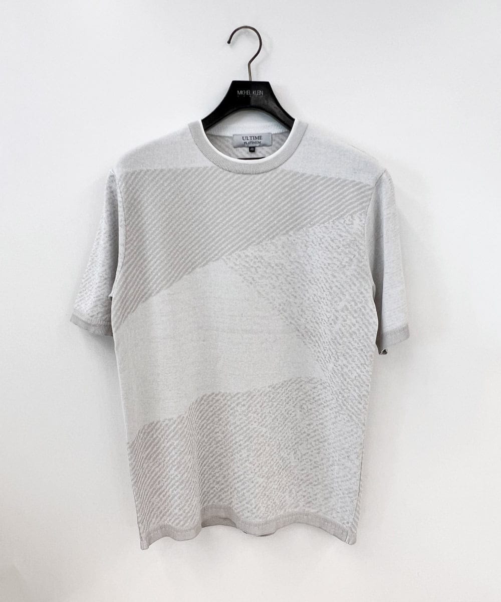 MNFGC56270 MICHEL KLEIN HOMME ダイアゴナル柄クルーネック半袖ニット
