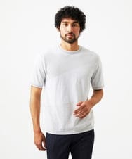 MNFGC56270 MICHEL KLEIN HOMME(ミッシェルクラン オム) ダイアゴナル柄クルーネック半袖ニット ライトグレー