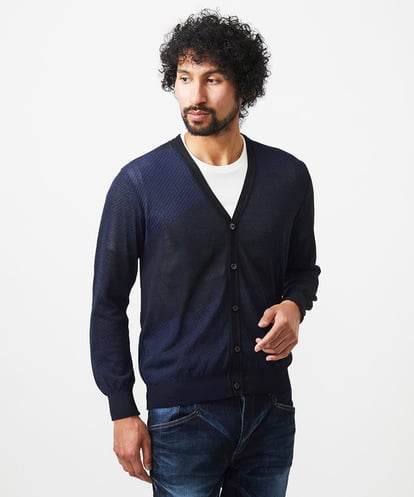 MNFGC57360 MICHEL KLEIN HOMME ダイアゴナル柄ニットカーディガン