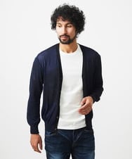 MNFGC57360 MICHEL KLEIN HOMME(ミッシェルクラン オム) ダイアゴナル柄ニットカーディガン ネイビー