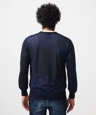 MNFGC57360 MICHEL KLEIN HOMME(ミッシェルクラン オム) ダイアゴナル柄ニットカーディガン ネイビー