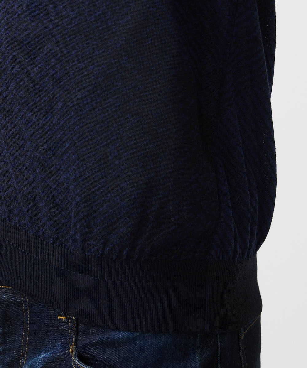 MNFGC57360 MICHEL KLEIN HOMME(ミッシェルクラン オム) ダイアゴナル柄ニットカーディガン ネイビー