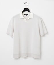 MNFGD57270 MICHEL KLEIN HOMME(ミッシェルクラン オム) 《日本製》見附ニット半袖ポロシャツ アイボリー