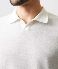 MNFGD57270 MICHEL KLEIN HOMME(ミッシェルクラン オム) 《日本製》見附ニット半袖ポロシャツ アイボリー