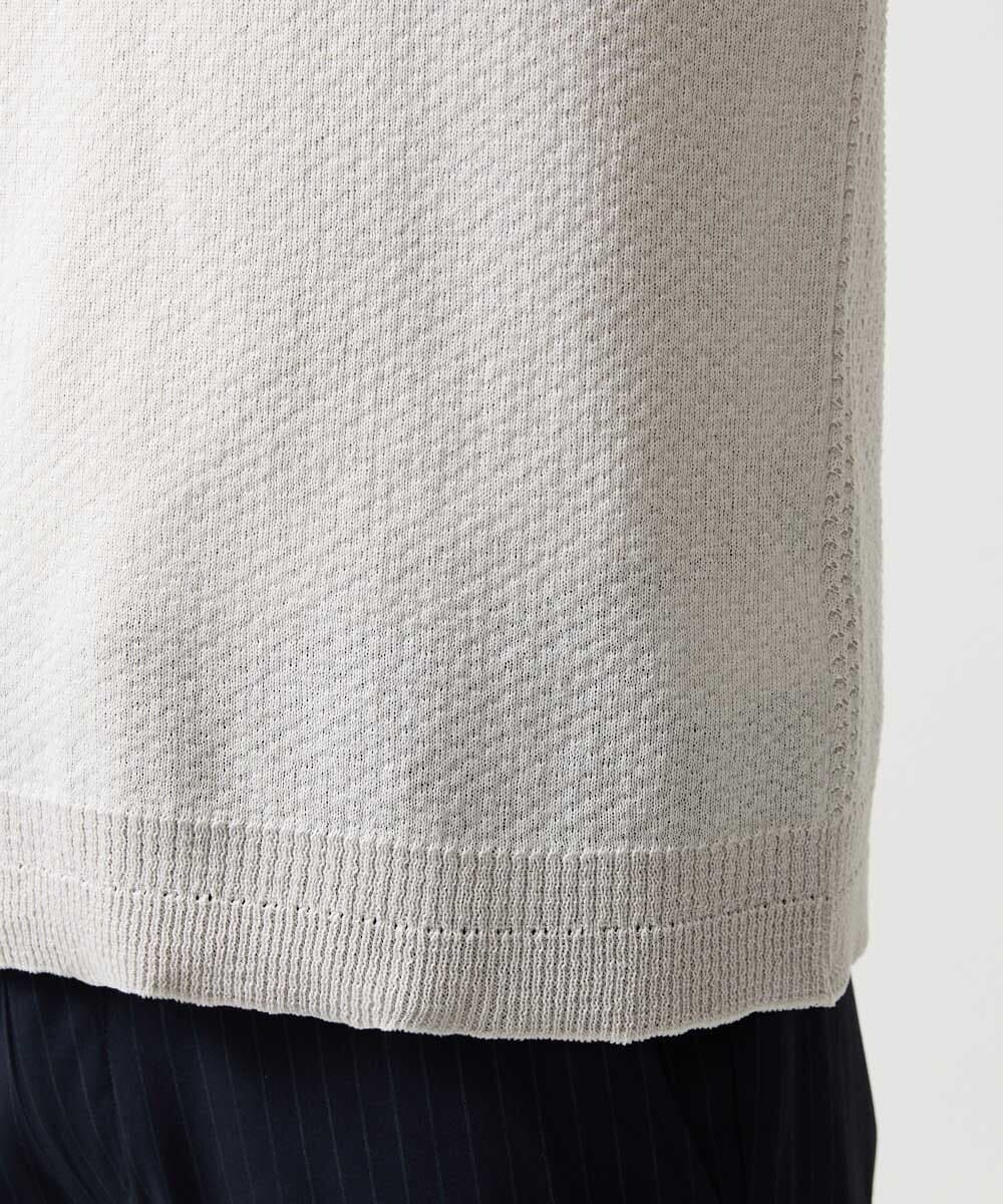 MNFGD57270 MICHEL KLEIN HOMME(ミッシェルクラン オム) 《日本製》見附ニット半袖ポロシャツ アイボリー