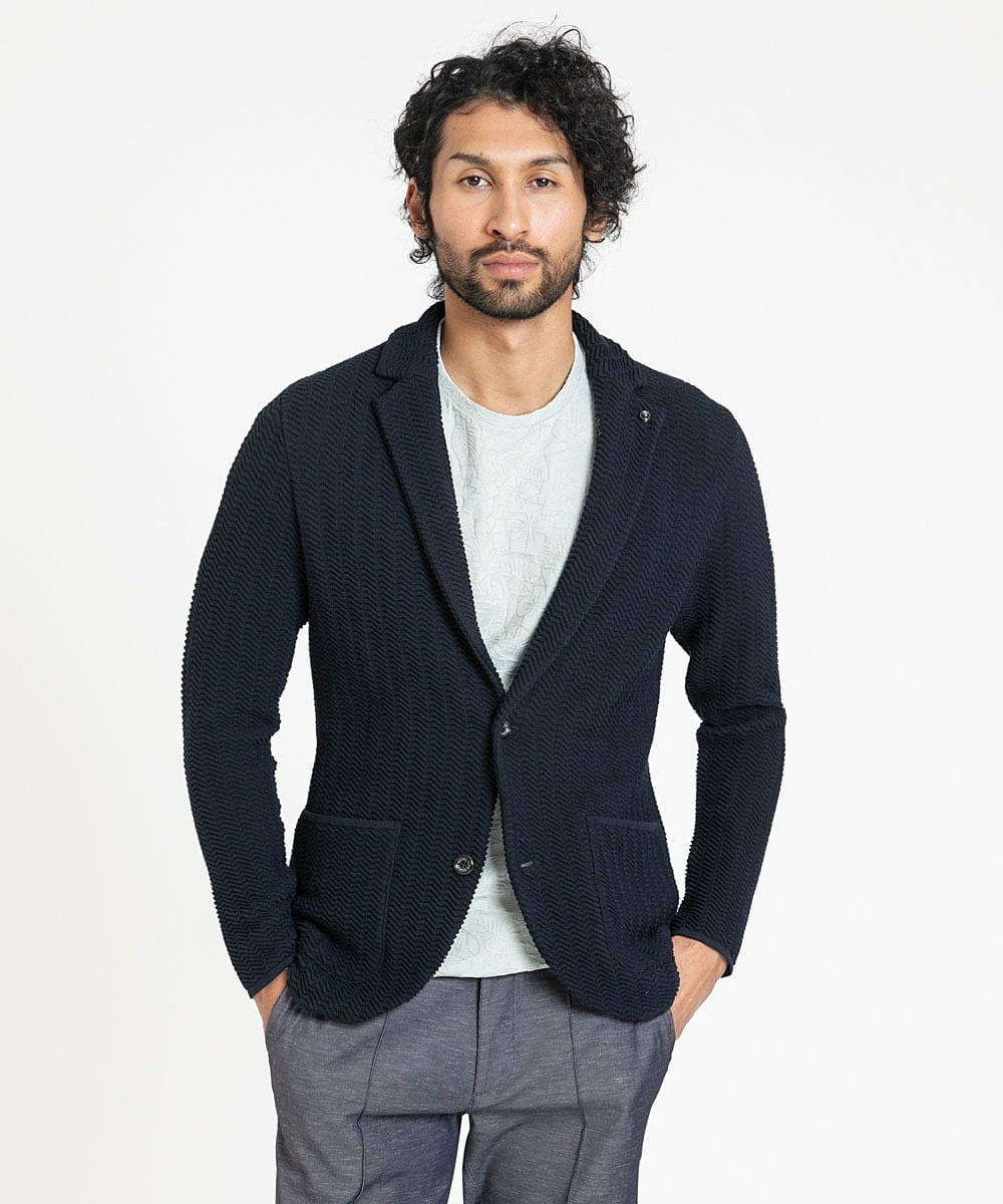 MNFGV53590 MICHEL KLEIN HOMME(ミッシェルクラン オム) ニットジャケット ネイビー