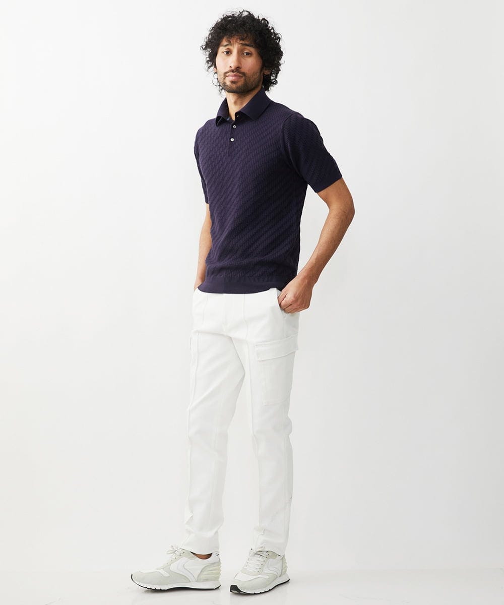 MNFGX54230 MICHEL KLEIN HOMME(ミッシェルクラン オム) 半袖ニットポロシャツ ネイビー