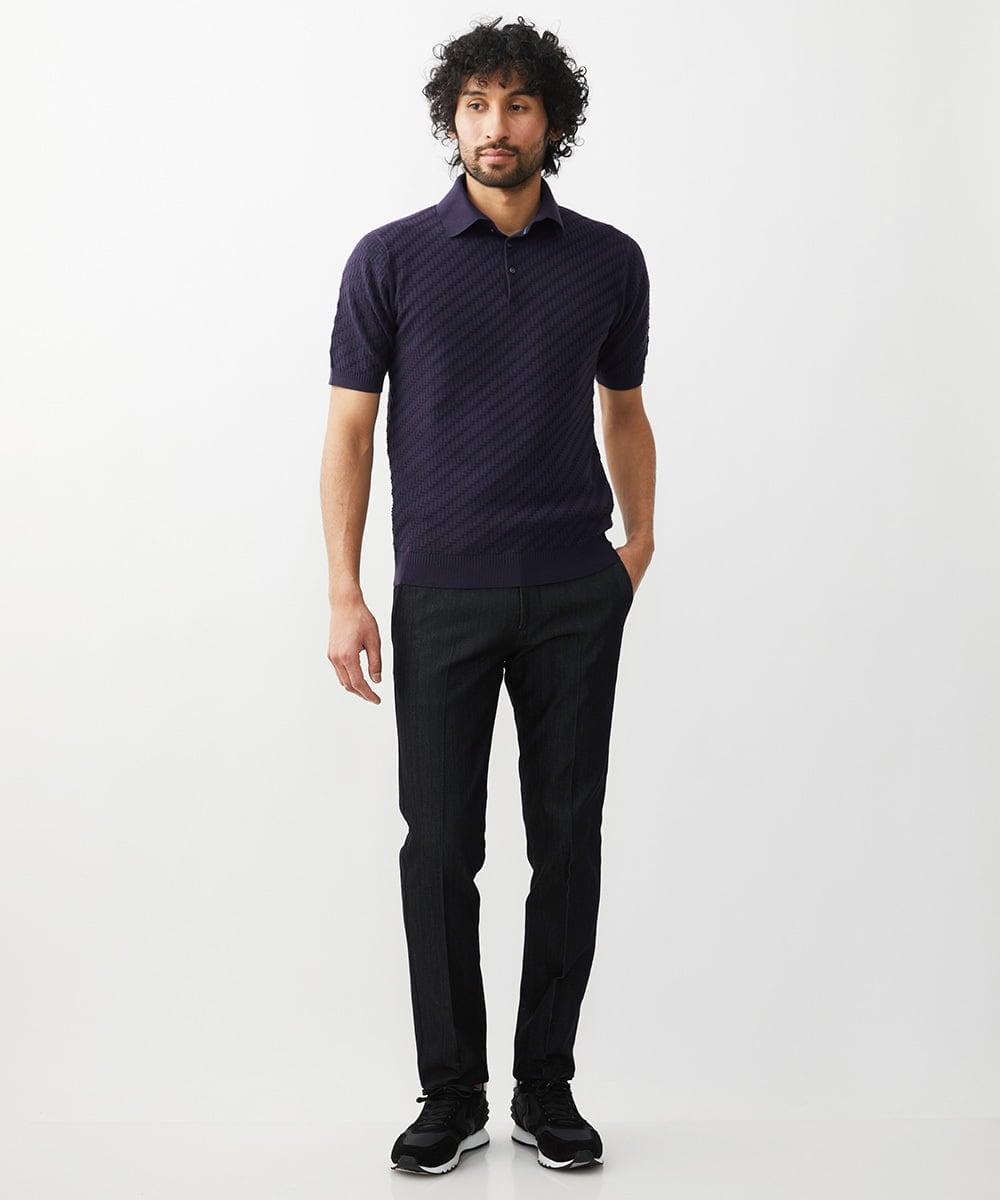 MNFGX54230 MICHEL KLEIN HOMME(ミッシェルクラン オム) 半袖ニットポロシャツ ネイビー