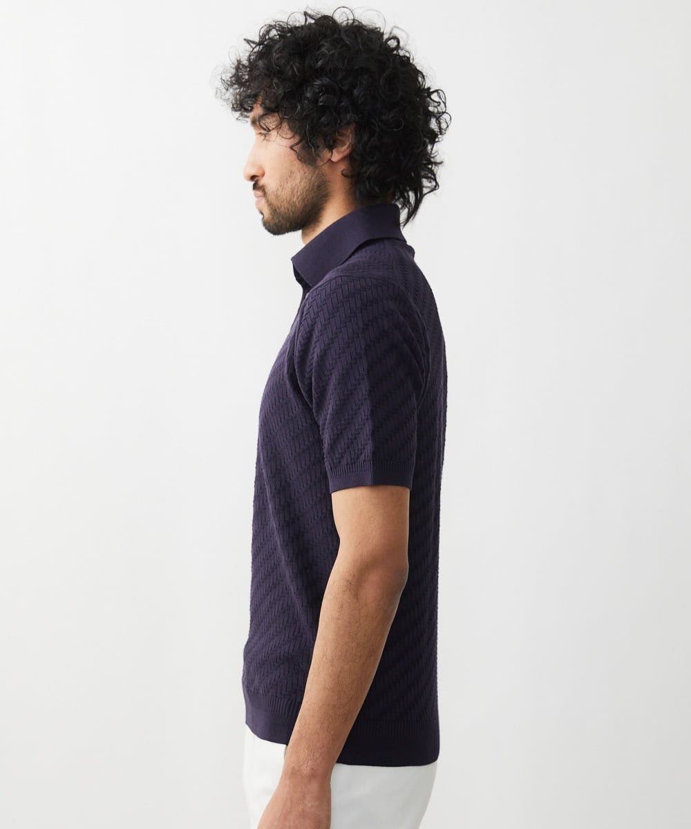 MNFGX54230 MICHEL KLEIN HOMME(ミッシェルクラン オム) 半袖ニットポロシャツ ネイビー