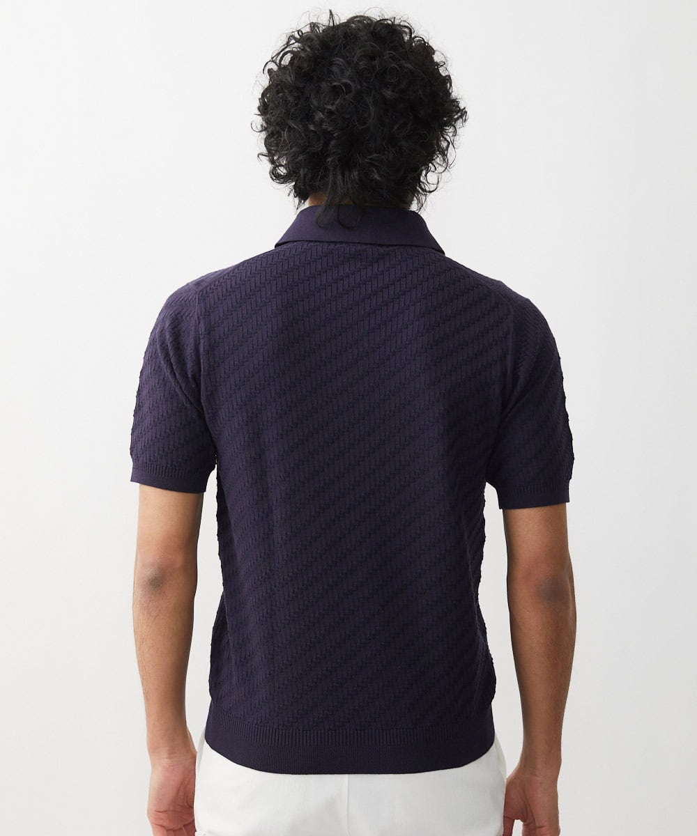 MNFGX54230 MICHEL KLEIN HOMME(ミッシェルクラン オム) 半袖ニットポロシャツ ネイビー