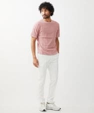 MNFGX55200 MICHEL KLEIN HOMME(ミッシェルクラン オム) ボーダー柄半袖ニットカットソー ピンク