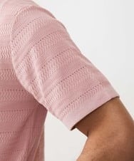 MNFGX55200 MICHEL KLEIN HOMME(ミッシェルクラン オム) ボーダー柄半袖ニットカットソー ピンク