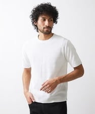 MNFGX55200 MICHEL KLEIN HOMME(ミッシェルクラン オム) ボーダー柄半袖ニットカットソー ホワイト