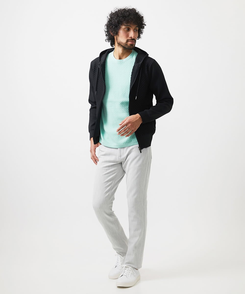 MNFHC54210 MICHEL KLEIN HOMME(ミッシェルクラン オム) モノグラム柄半袖ニット カーキ