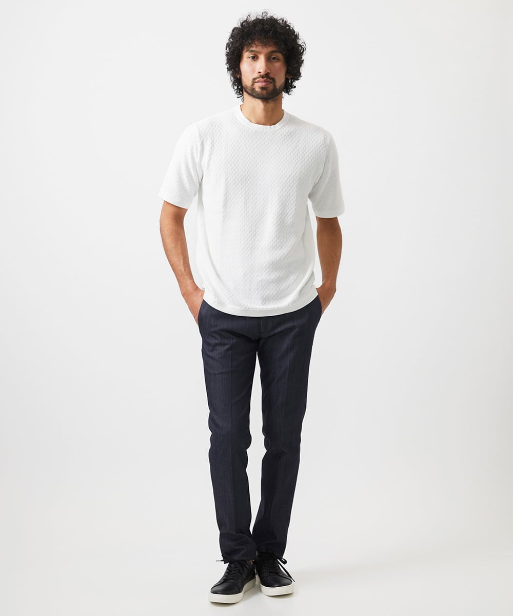 MNFHC54210 MICHEL KLEIN HOMME(ミッシェルクラン オム) モノグラム柄半袖ニット ホワイト