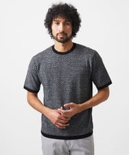 MNFHC54210 MICHEL KLEIN HOMME(ミッシェルクラン オム) モノグラム柄半袖ニット ブラック