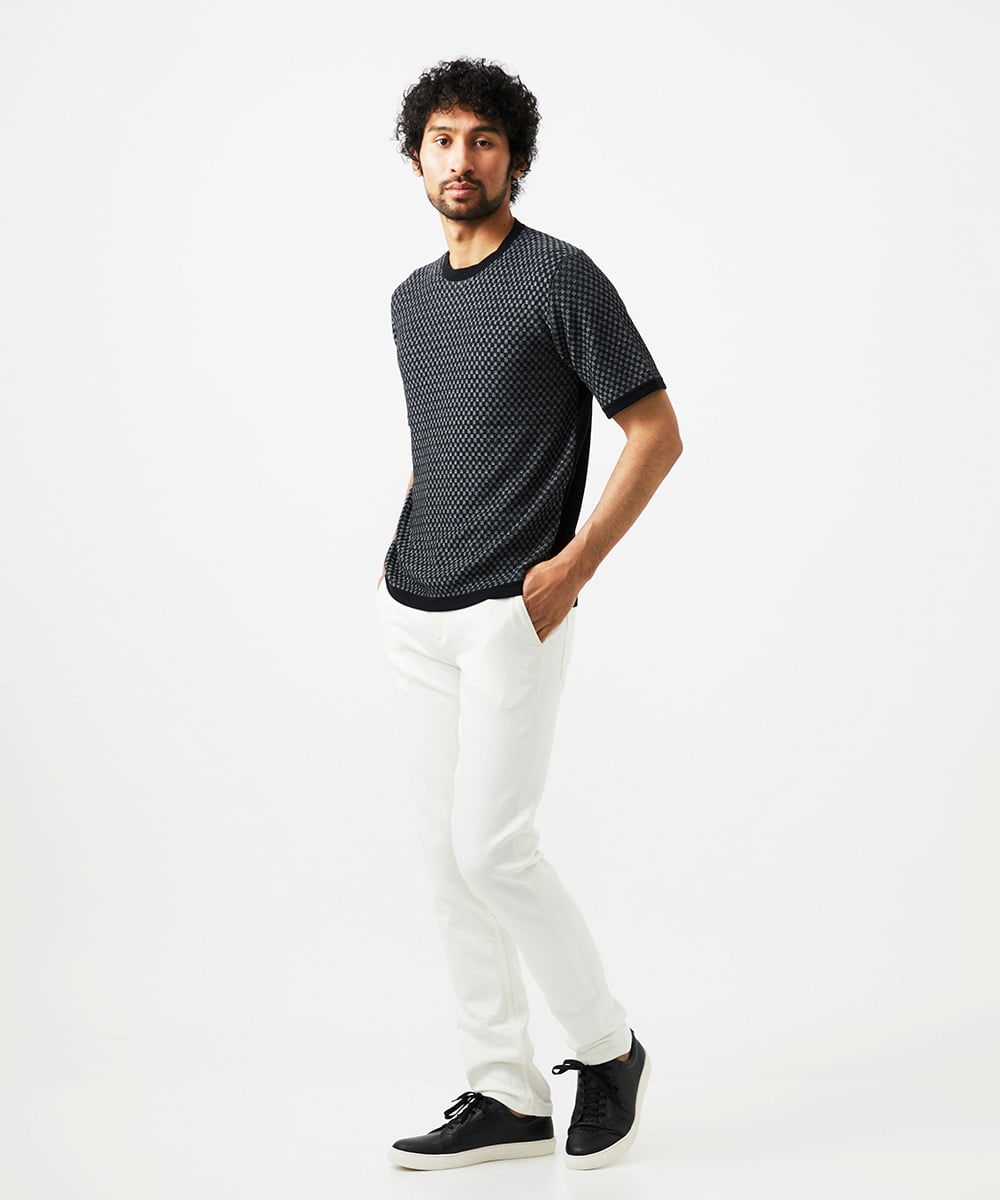 MNFHC54210 MICHEL KLEIN HOMME(ミッシェルクラン オム) モノグラム柄半袖ニット ブラック