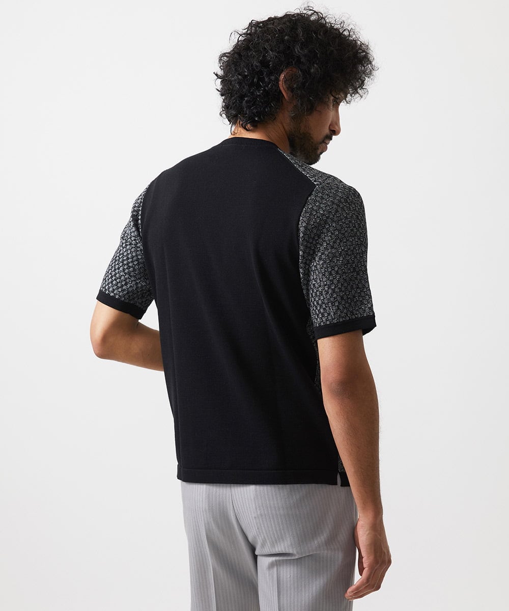 MNFHC54210 MICHEL KLEIN HOMME(ミッシェルクラン オム) モノグラム柄半袖ニット ブラック