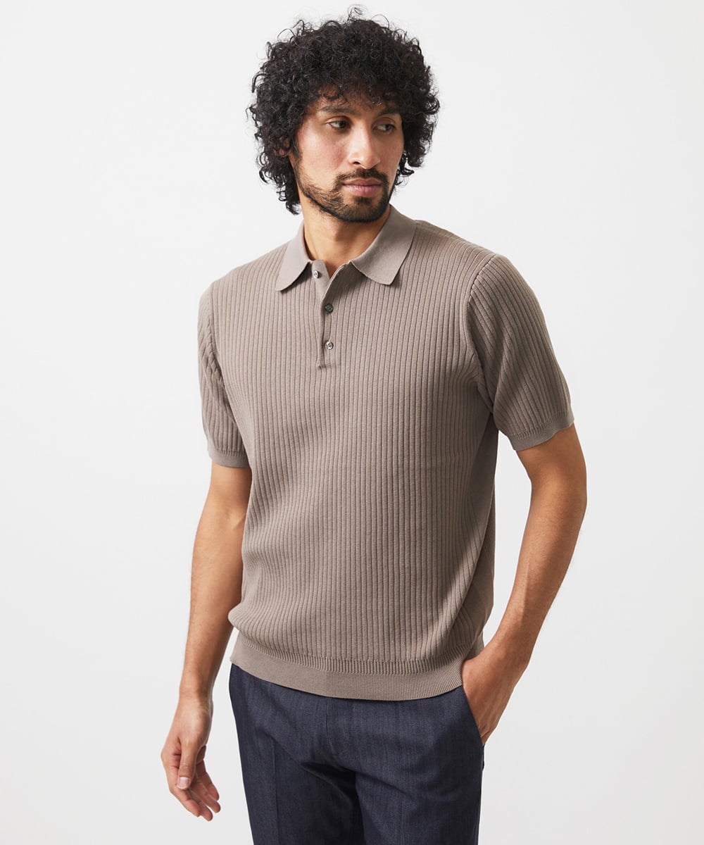 MNFHC55230 MICHEL KLEIN HOMME(ミッシェルクラン オム) ニットポロシャツ ベージュ