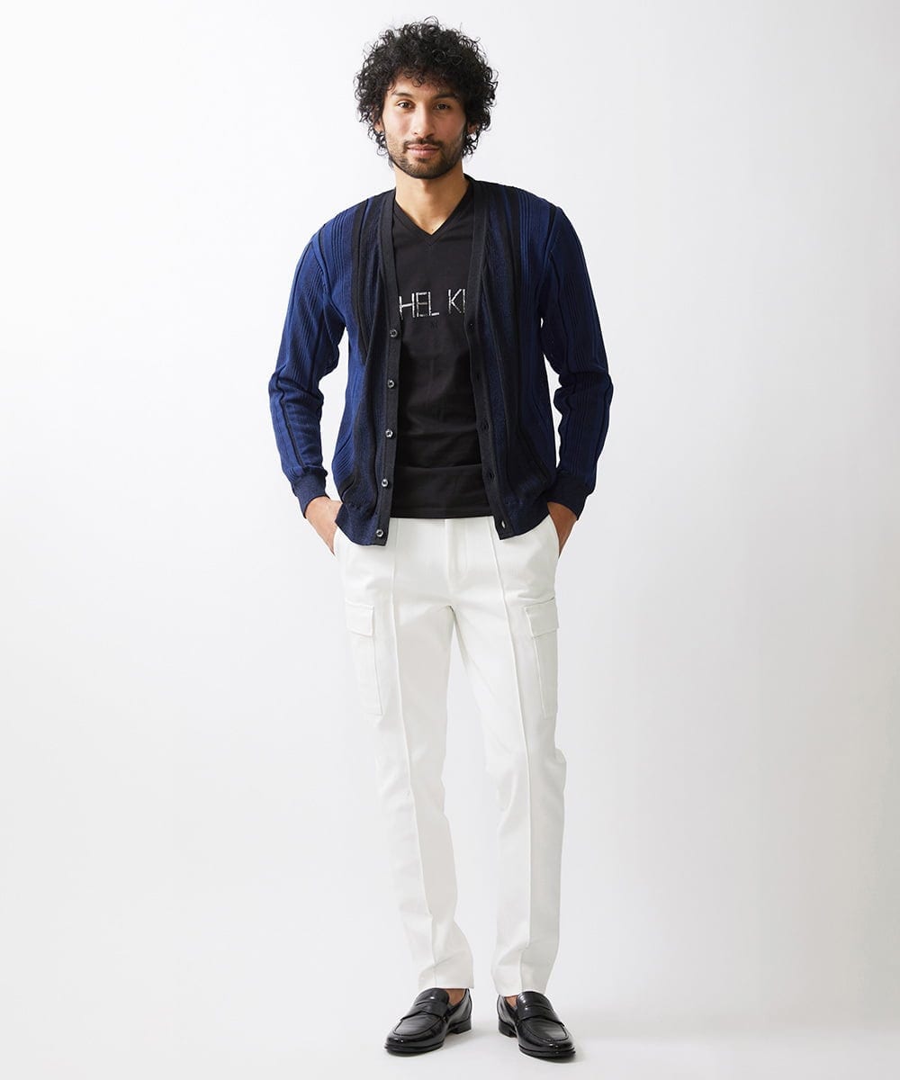 MNFHV56360 MICHEL KLEIN HOMME(ミッシェルクラン オム) 《日本製》和紙カーディガン ネイビー