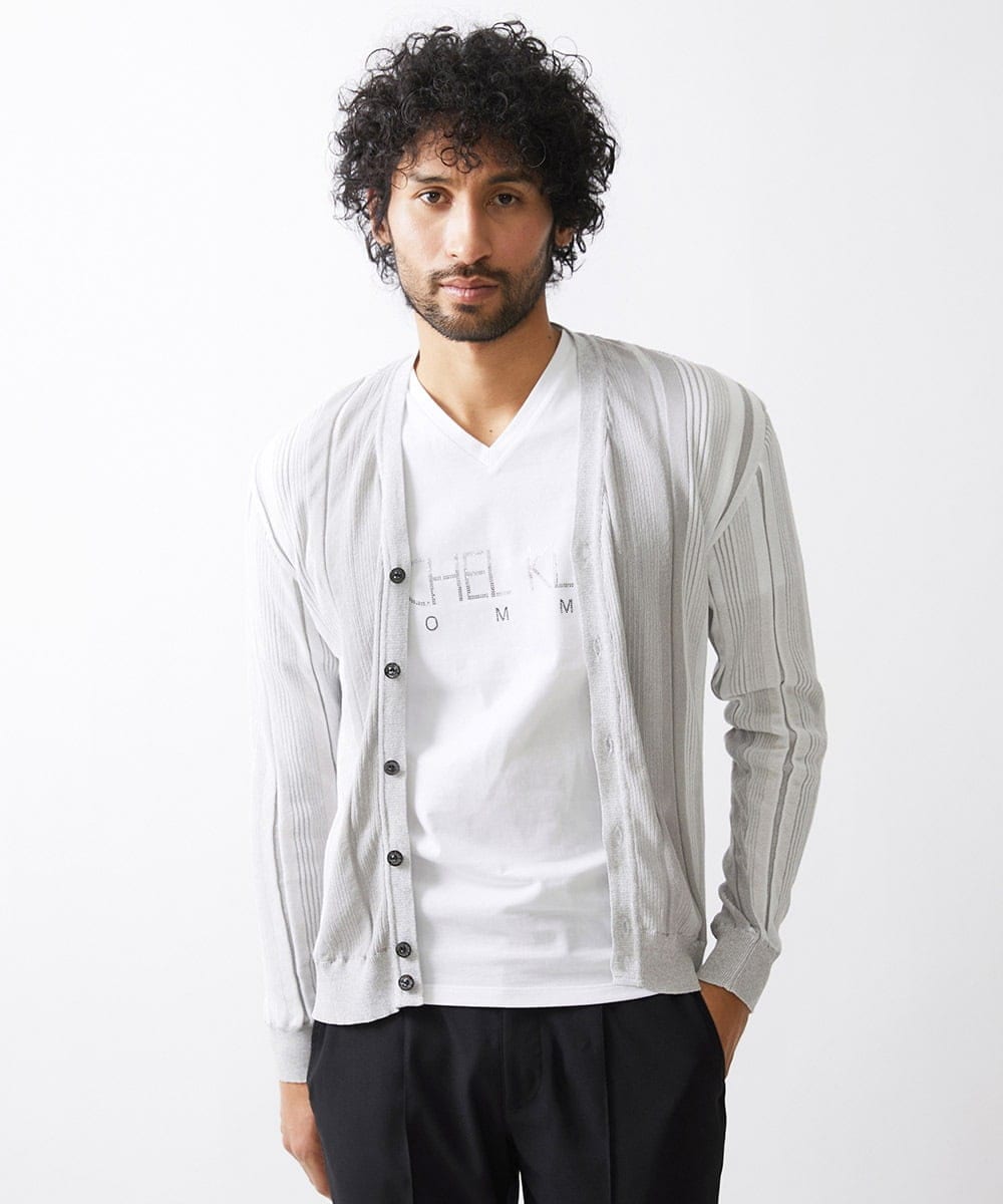 MNFHV56360 MICHEL KLEIN HOMME(ミッシェルクラン オム) 《日本製》和紙カーディガン ライトグレー