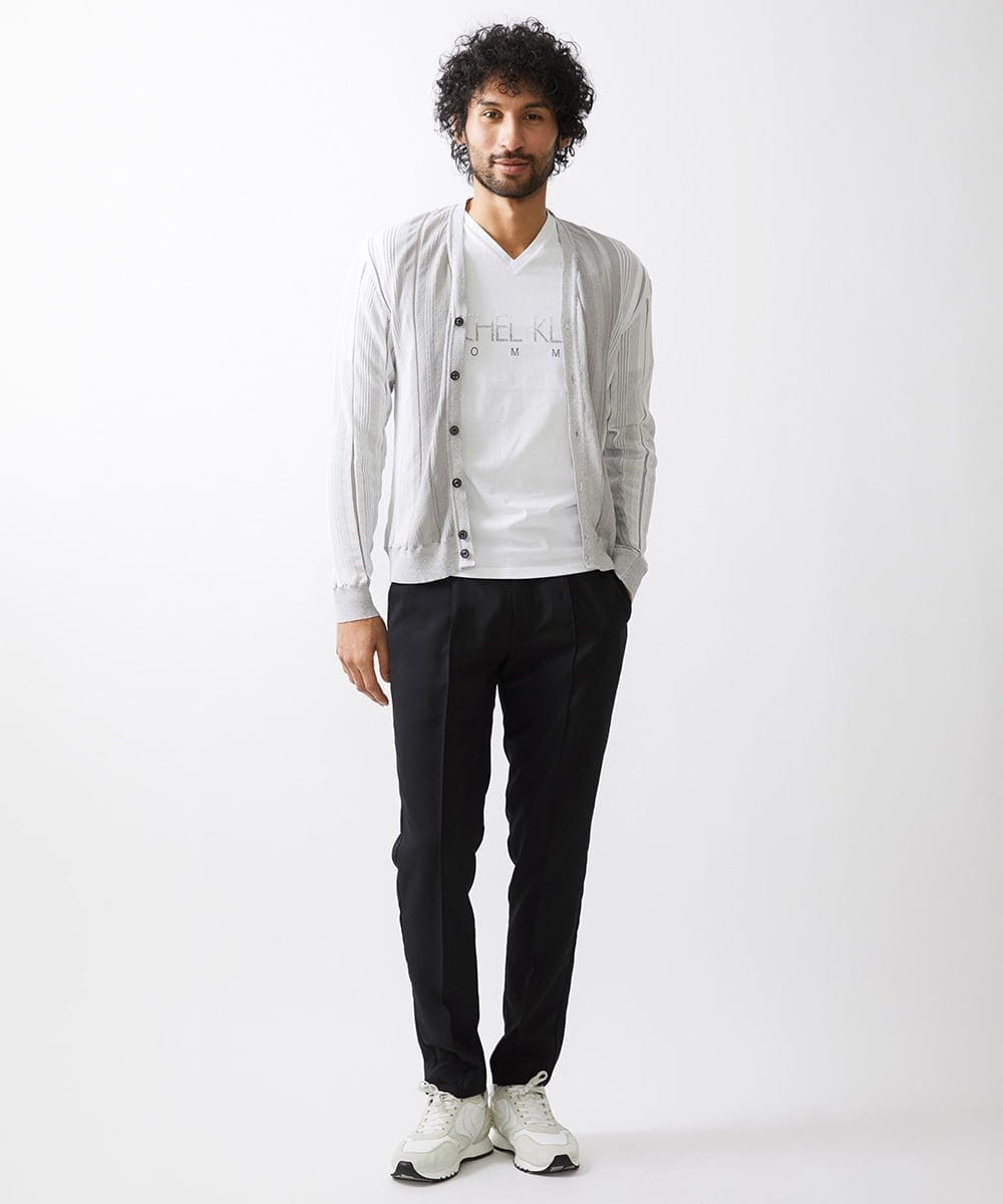 MNFHV56360 MICHEL KLEIN HOMME(ミッシェルクラン オム) 《日本製》和紙カーディガン ライトグレー