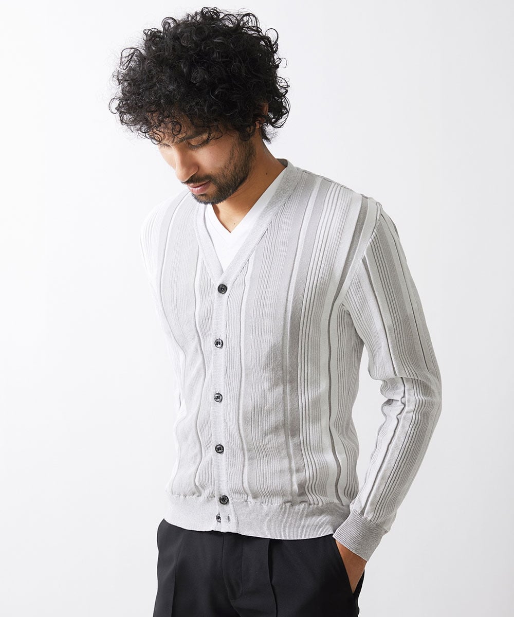 MNFHV56360 MICHEL KLEIN HOMME(ミッシェルクラン オム) 《日本製》和紙カーディガン ライトグレー