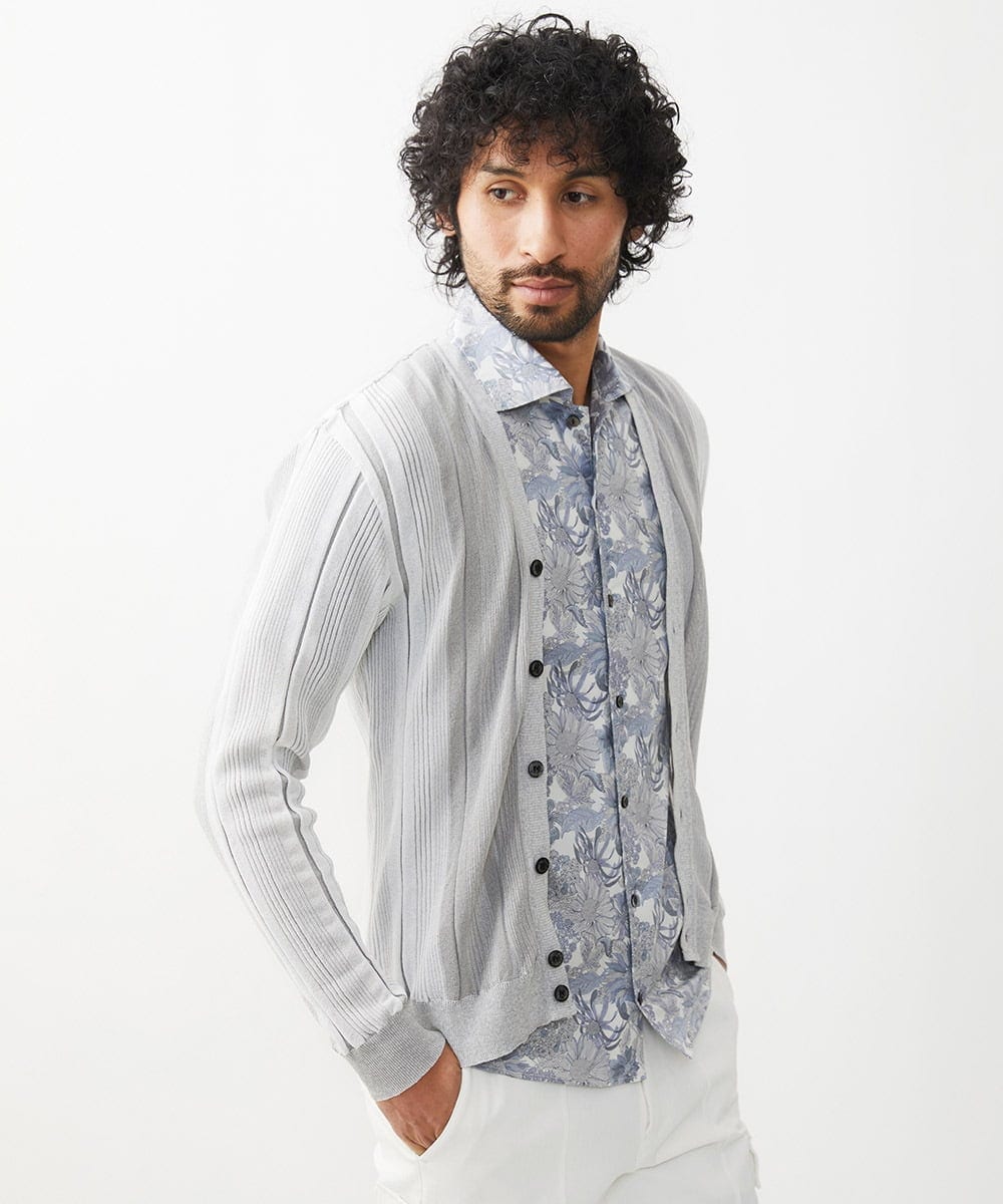 MNFHV56360 MICHEL KLEIN HOMME(ミッシェルクラン オム) 《日本製》和紙カーディガン ライトグレー