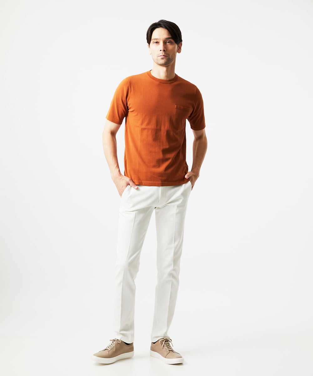 MNFJC52210 MICHEL KLEIN HOMME(ミッシェルクラン オム) 半袖ニットTシャツ オレンジ