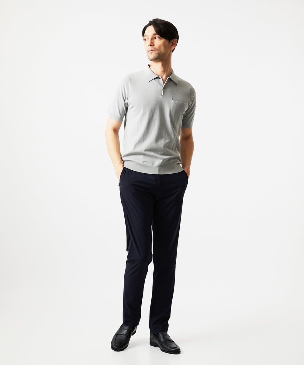 MNFJC53230 MICHEL KLEIN HOMME(ミッシェルクラン オム) 半袖ニットポロシャツ ライトグレー
