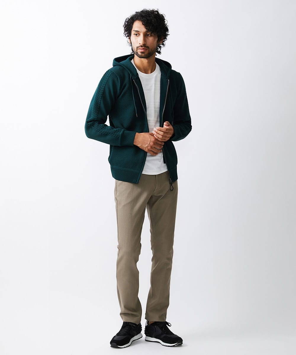 MNFJS46200 MICHEL KLEIN HOMME(ミッシェルクラン オム) 【2023年秋モデル】ニットZIPアップパーカー グリーン(35)