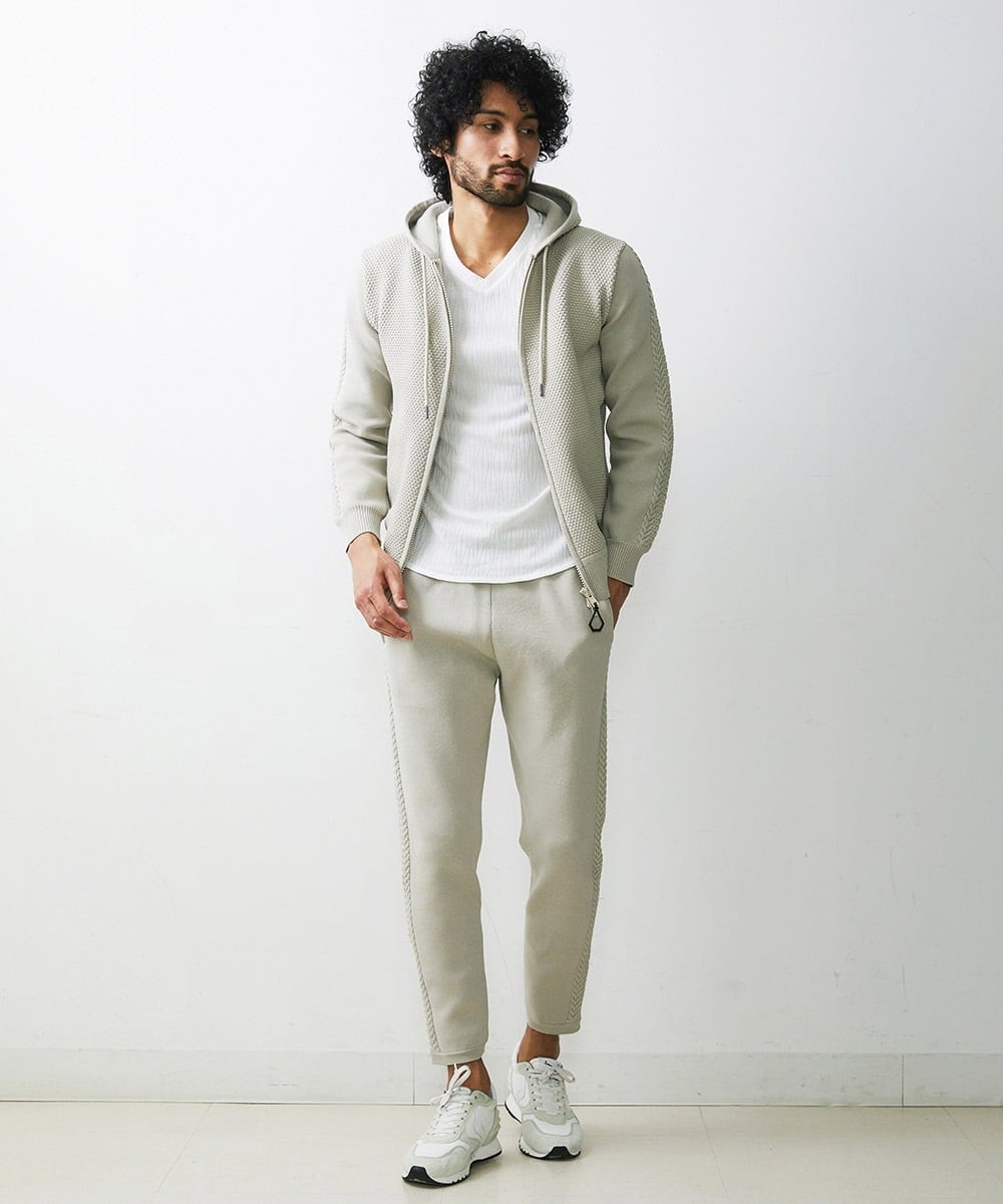 MNFJS46200 MICHEL KLEIN HOMME(ミッシェルクラン オム) 【2023年秋モデル】ニットZIPアップパーカー ベージュ(82)