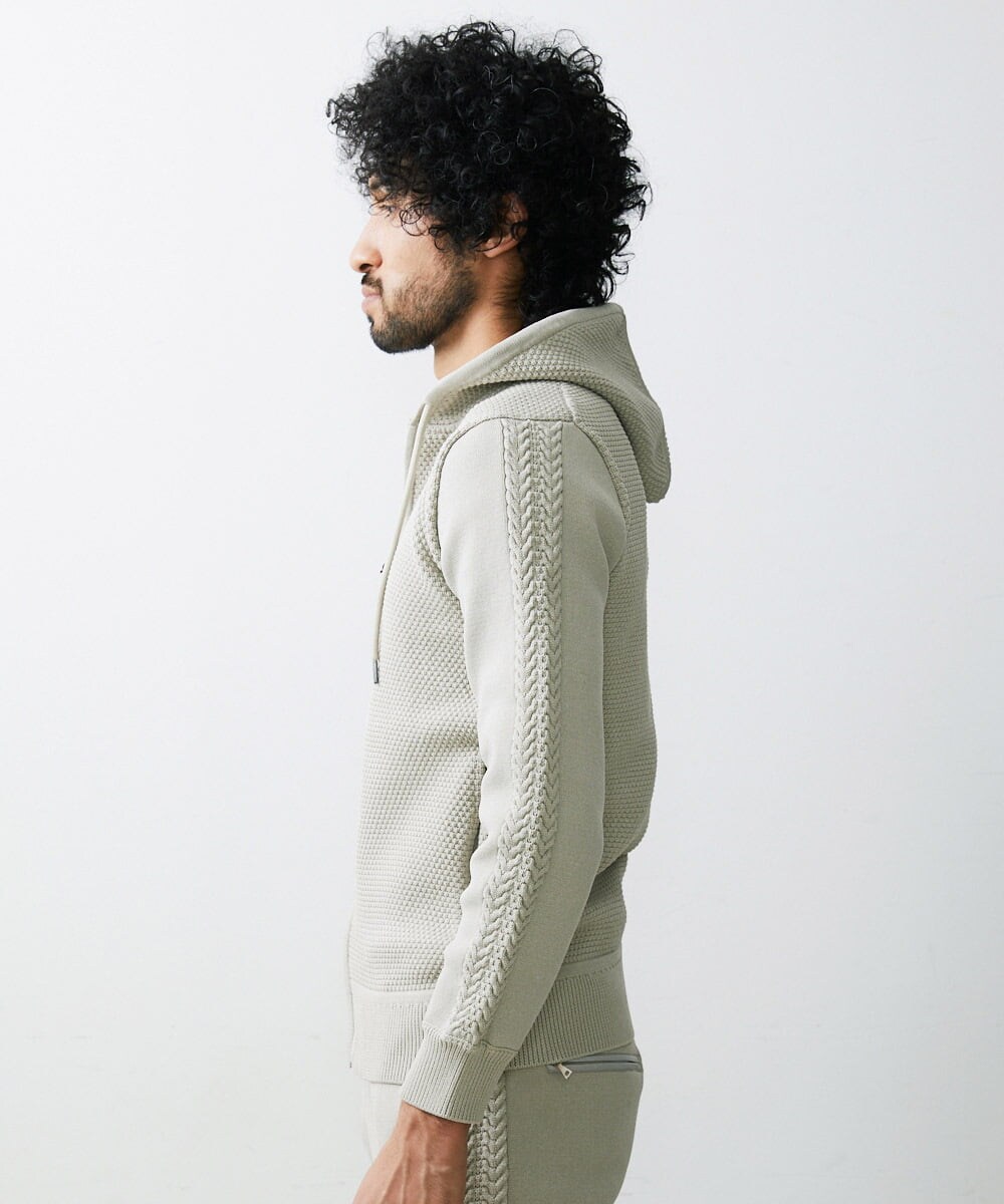 MNFJS46200 MICHEL KLEIN HOMME(ミッシェルクラン オム) 【2023年秋モデル】ニットZIPアップパーカー ベージュ(82)