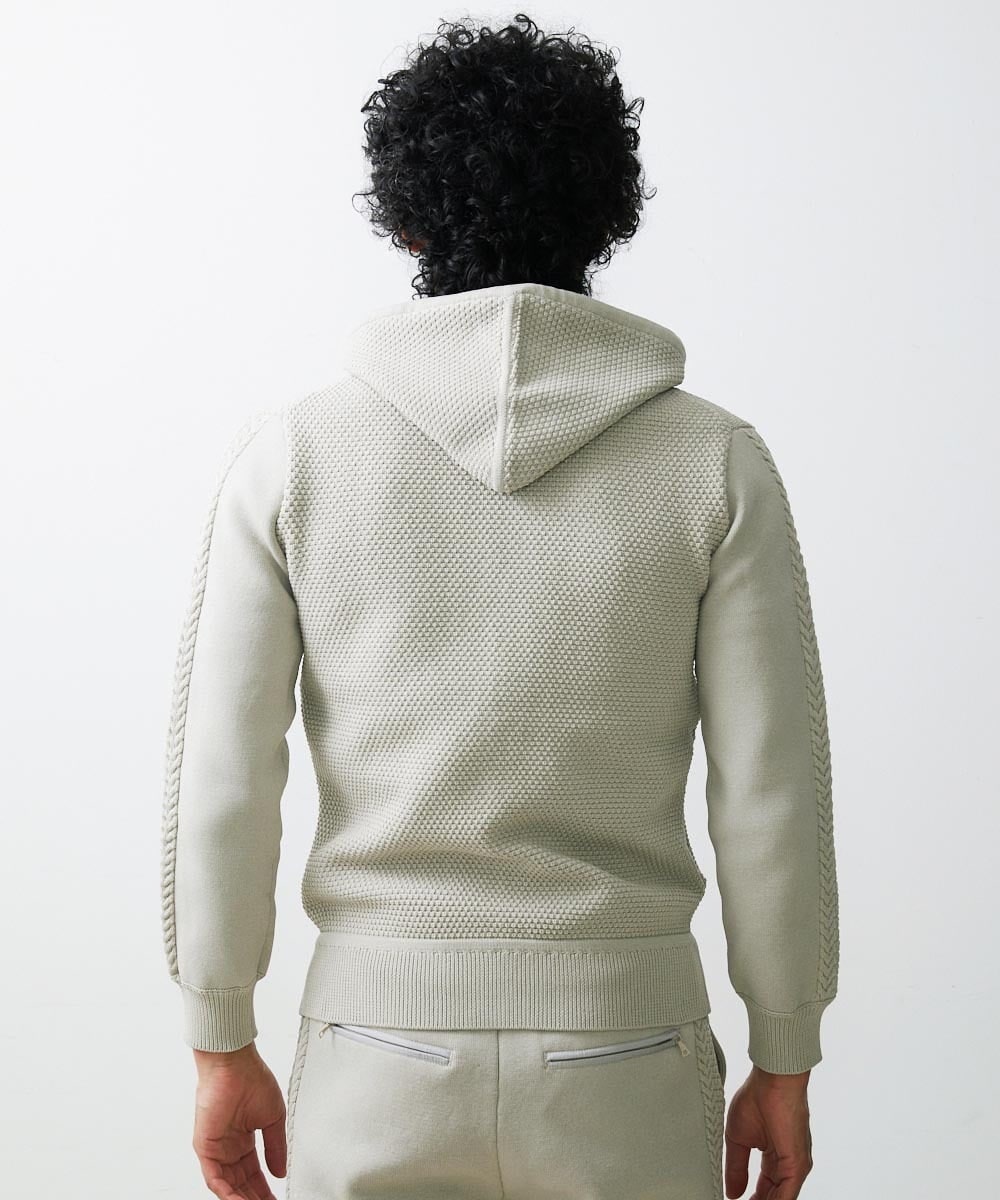 MNFJS46200 MICHEL KLEIN HOMME(ミッシェルクラン オム) 【2023年秋モデル】ニットZIPアップパーカー ベージュ(82)