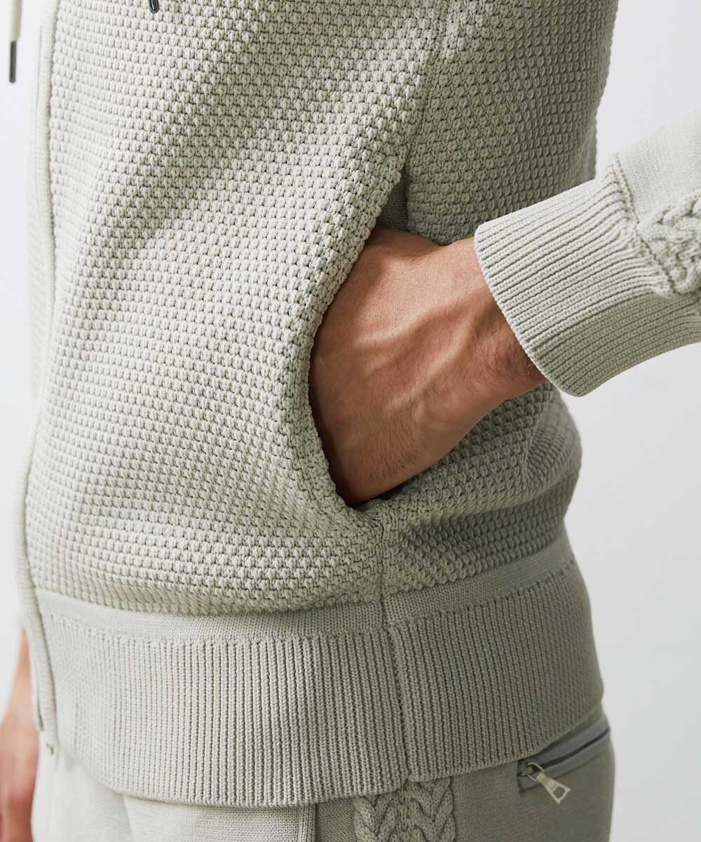 MNFJS46200 MICHEL KLEIN HOMME(ミッシェルクラン オム) 【2023年秋モデル】ニットZIPアップパーカー ベージュ(82)