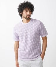 MNFJX57210 MICHEL KLEIN HOMME(ミッシェルクラン オム) アートパネル半袖ニット パープル