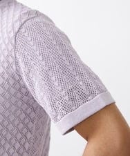 MNFJX57210 MICHEL KLEIN HOMME(ミッシェルクラン オム) アートパネル半袖ニット パープル