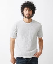 MNFJX57210 MICHEL KLEIN HOMME(ミッシェルクラン オム) アートパネル半袖ニット ライトグレー