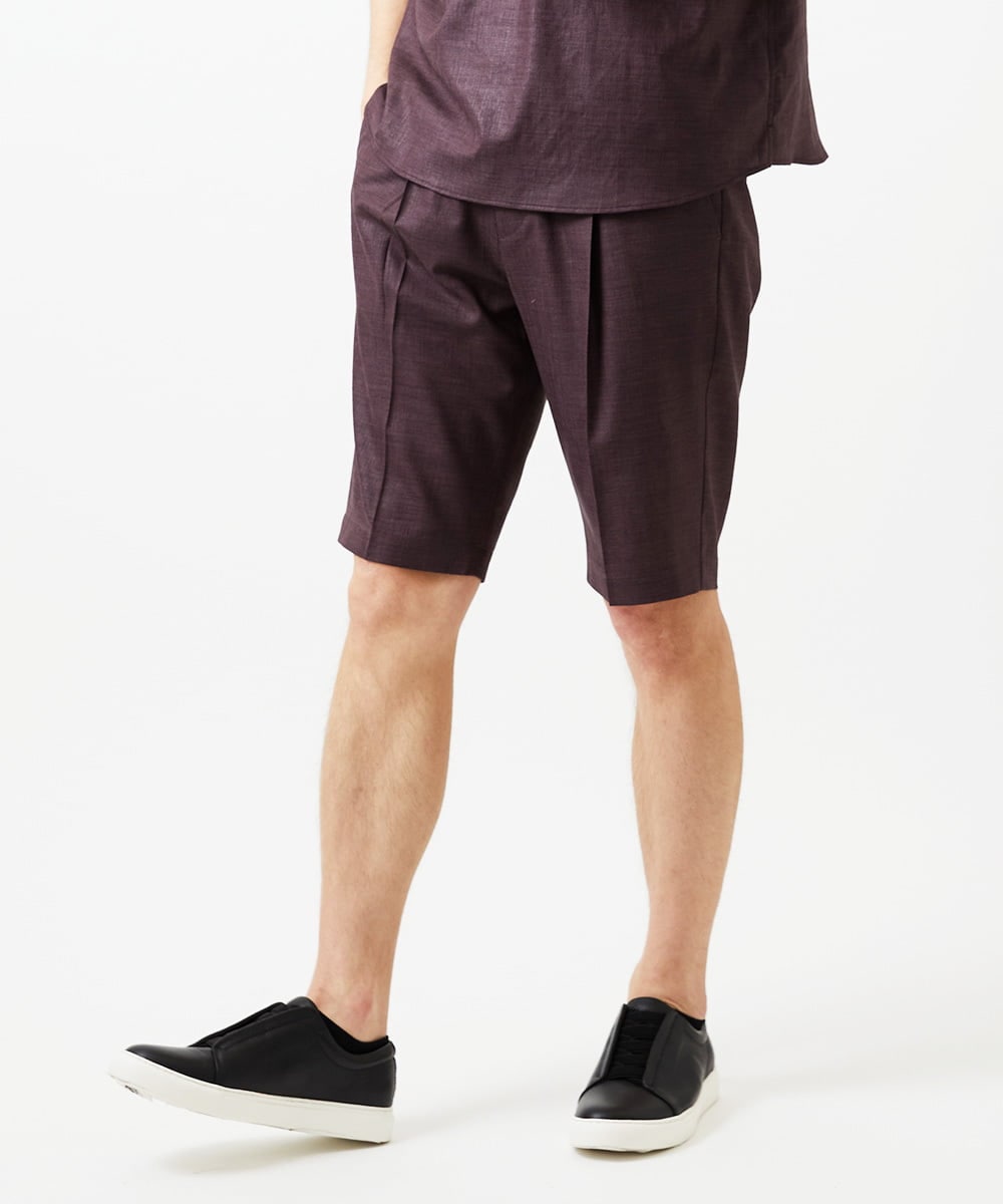 MNGJD51230 MICHEL KLEIN HOMME(ミッシェルクラン オム) 【セットアップ】ワンタックイージーショートパンツ パープル