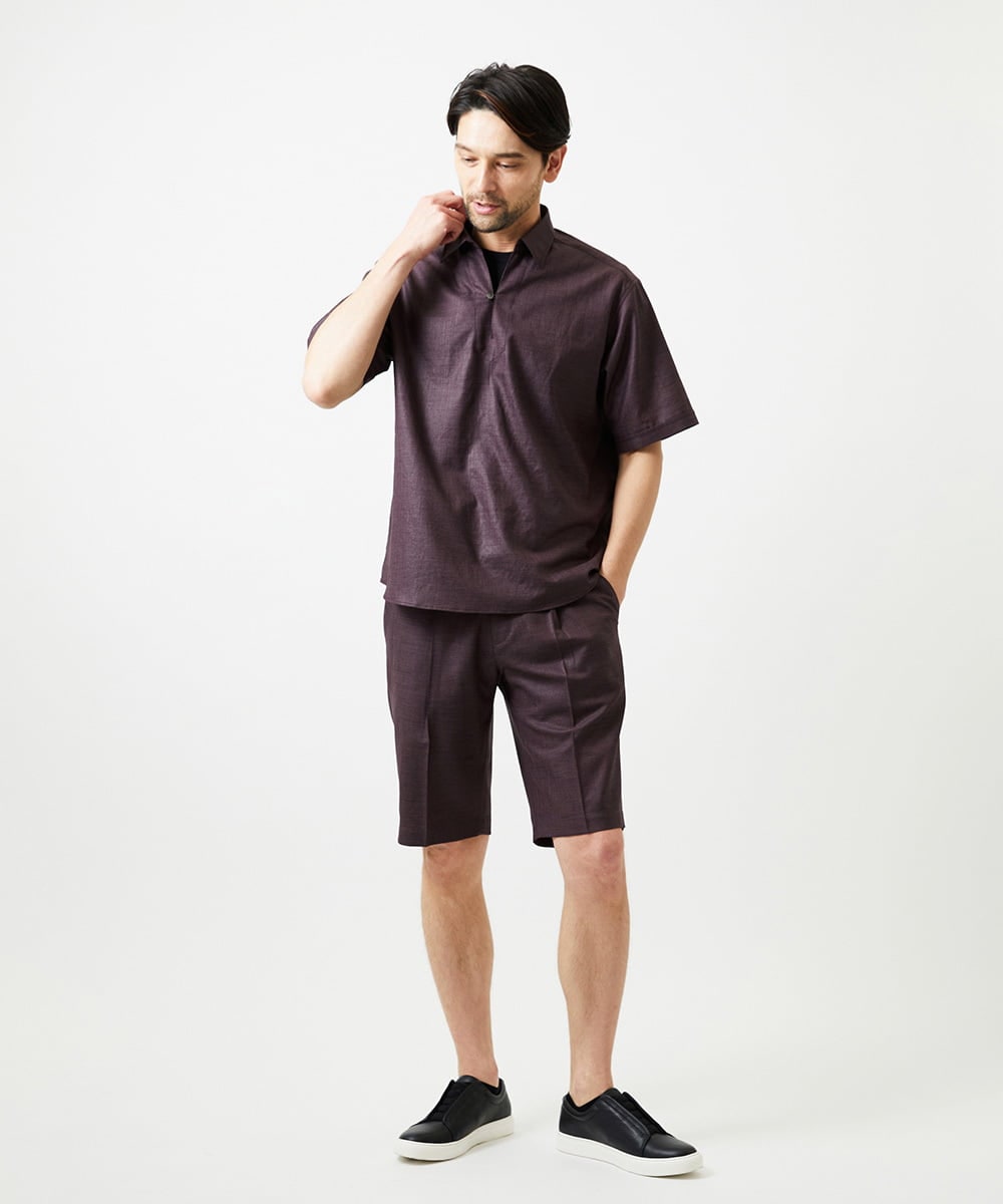 MNGJD51230 MICHEL KLEIN HOMME(ミッシェルクラン オム) 【セットアップ】ワンタックイージーショートパンツ パープル
