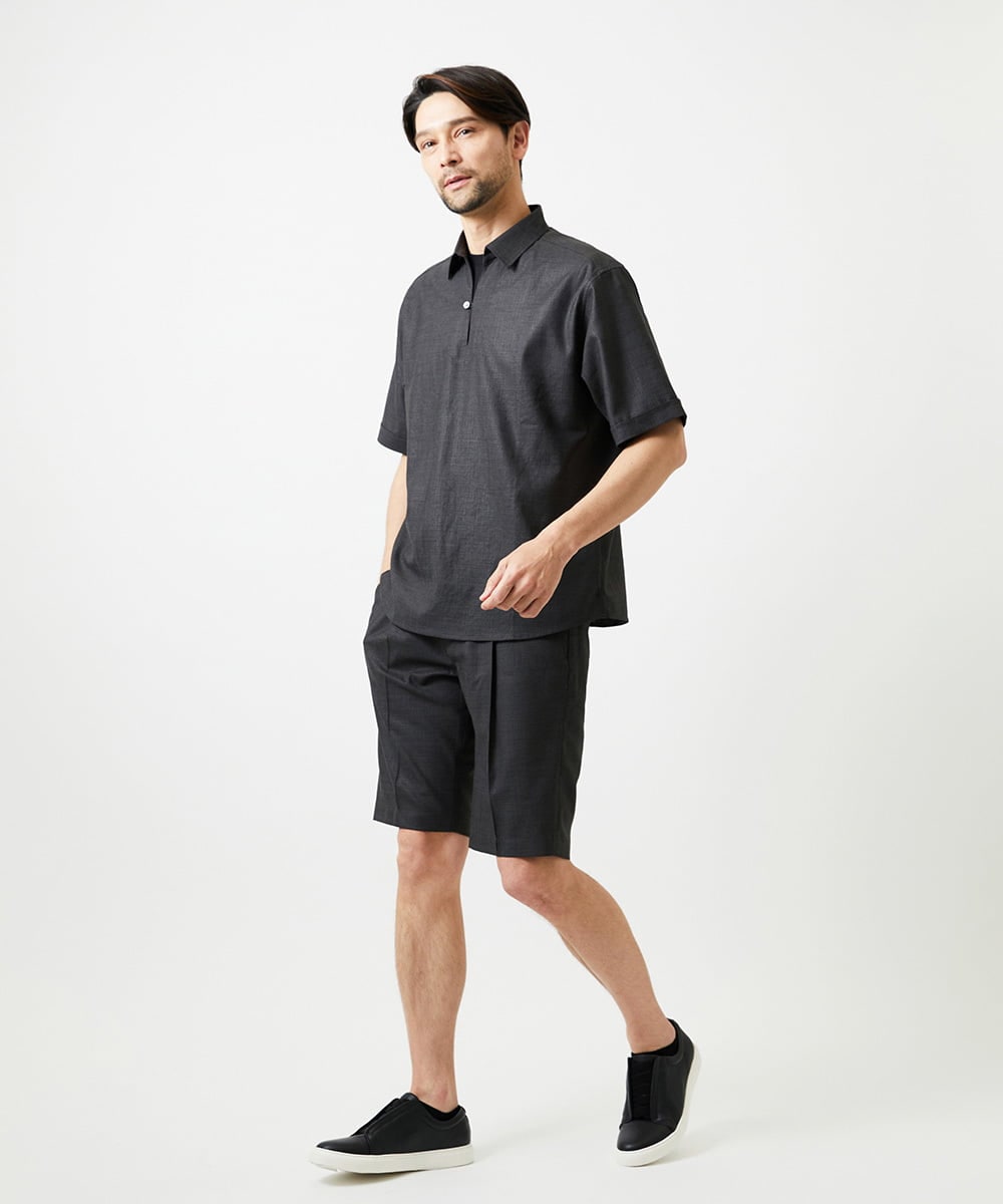 MNGJD51230 MICHEL KLEIN HOMME(ミッシェルクラン オム) 【セットアップ】ワンタックイージーショートパンツ ダークグレー