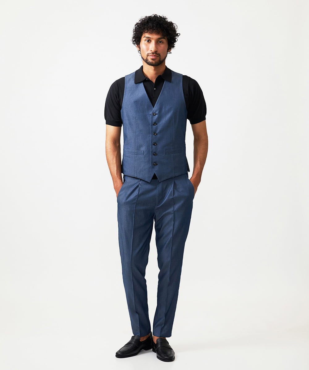 MNHAD50250 MICHEL KLEIN HOMME(ミッシェルクラン オム) ワンタックイージーパンツ ブルー